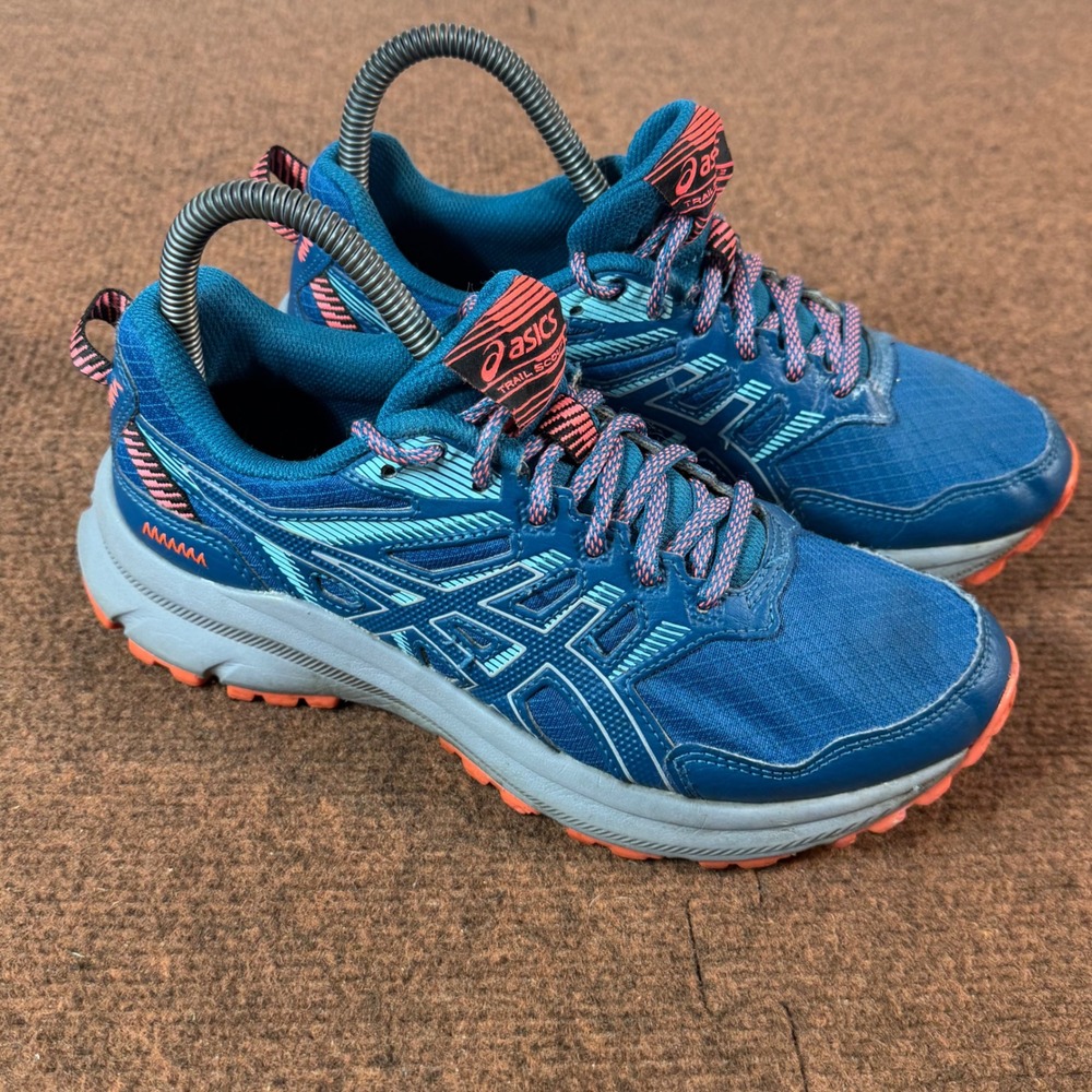 Asics Trail Scout 2 Running Shoes Womens 6.5 Blue Orange Hiking Sneaker 1012B039